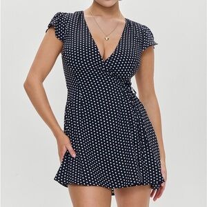 Classic Polka Dot Print Wrap Mini Dress